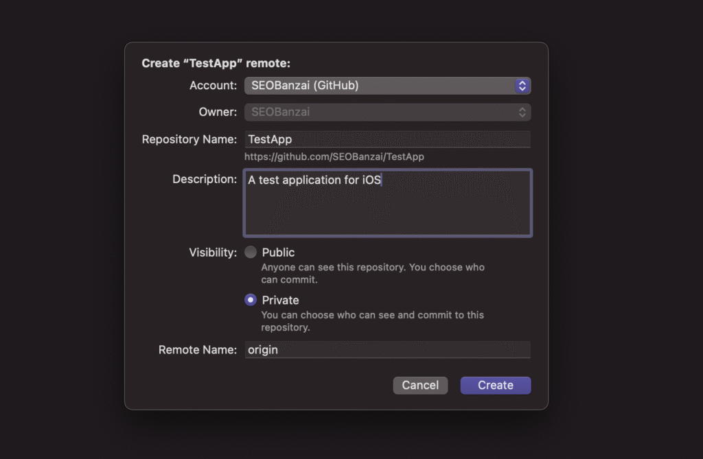 Create a remote for Github project Xcode SEO Banzai Create a remote for GitHub repository in Xcode