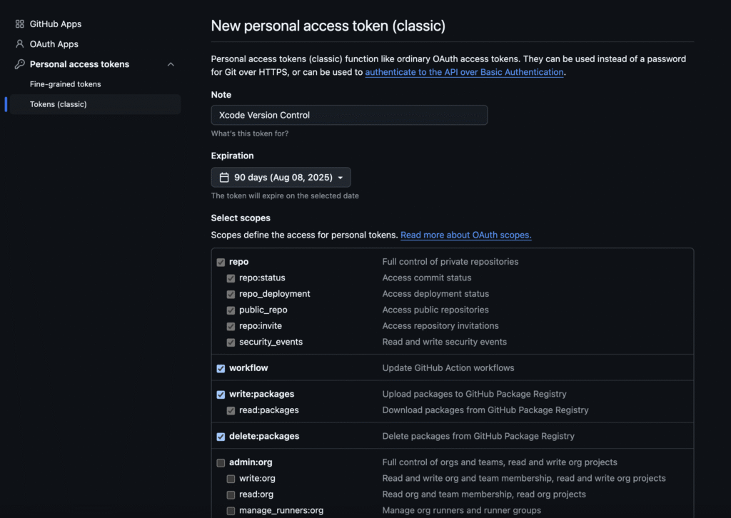 create new classic github token with permissions SEO Banzai Create a new classic Github token with specific permissions and expiration